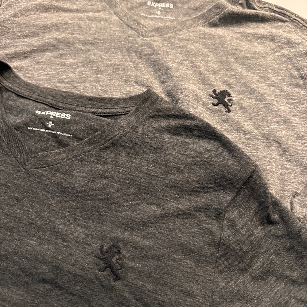 Express Men's Charcoal and Light Gray V-Neck Tees Bundle - Picture 2 of 6